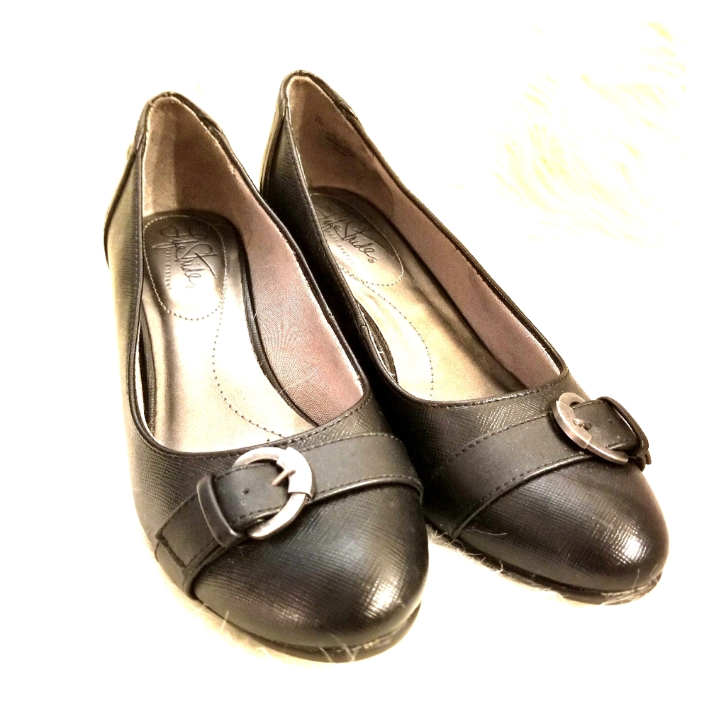 Lifestride Shoes Wedge Black Size 7